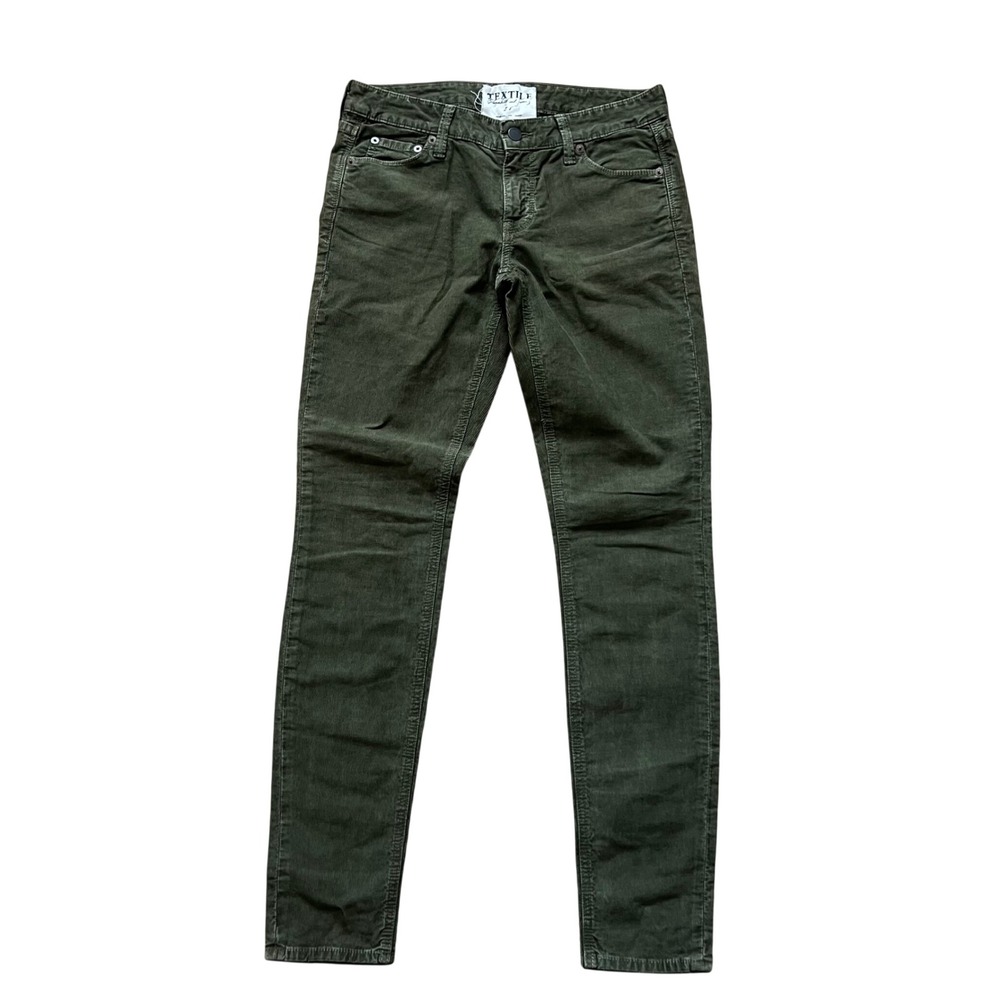 Elizabeth and James Textile Women Pants 28 Green Corduroy Skinny Debbie Chic